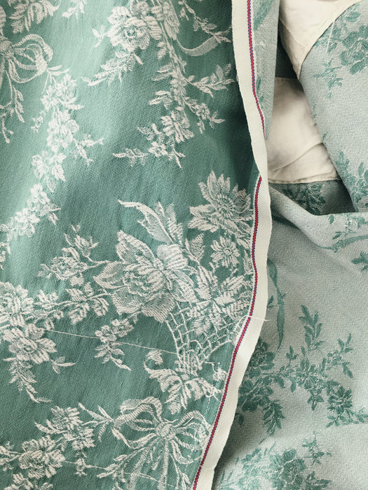 Baskets with flowers in green ticking. Spain c.1940 - 65×108 cm