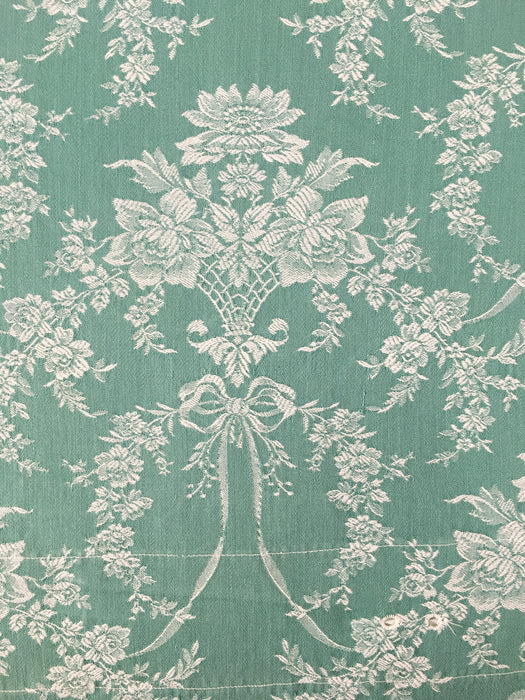 Baskets with flowers in green ticking. Spain c.1940 - 65×108 cm