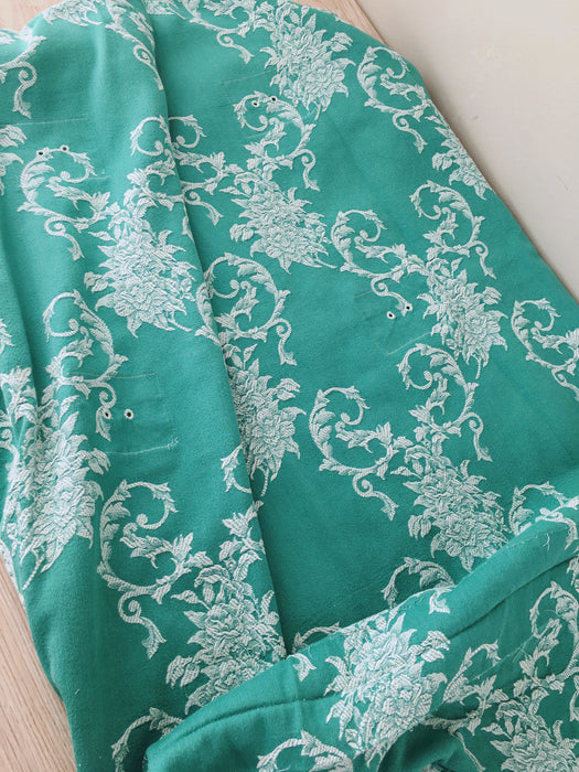 Floral ticking in emerald green. Spain c.1960 - Lot of 4 pieces