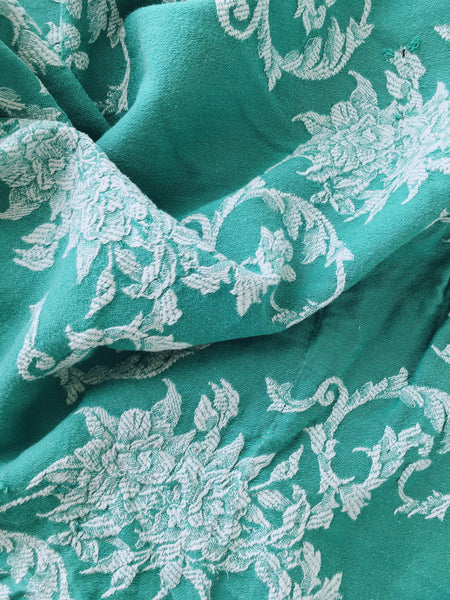 Floral ticking in emerald green. Spain c.1960 - Lot of 4 pieces