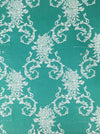 Floral ticking in emerald green. Spain c.1960 - Lot of 4 pieces