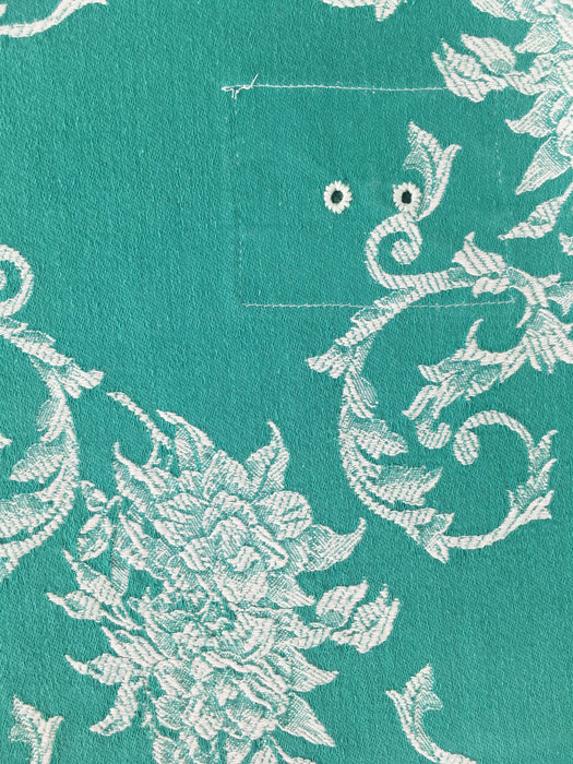 Floral ticking in emerald green. Spain c.1960 - Lot of 4 pieces