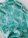Floral ticking in emerald green. Spain c.1960 - Lot of 4 pieces