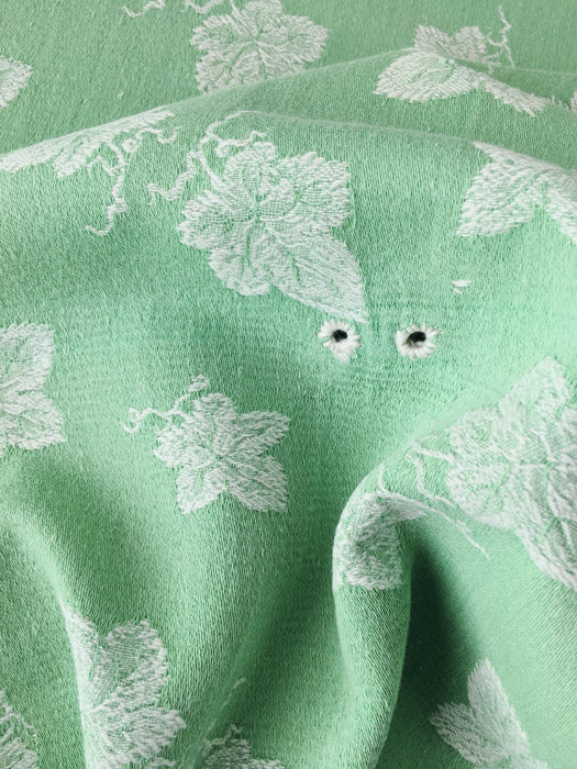 Green ticking with vine leaves. Spain c.1940 - 48×80 cm