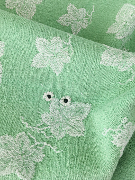 Green ticking with vine leaves. Spain c.1940 - 48×80 cm