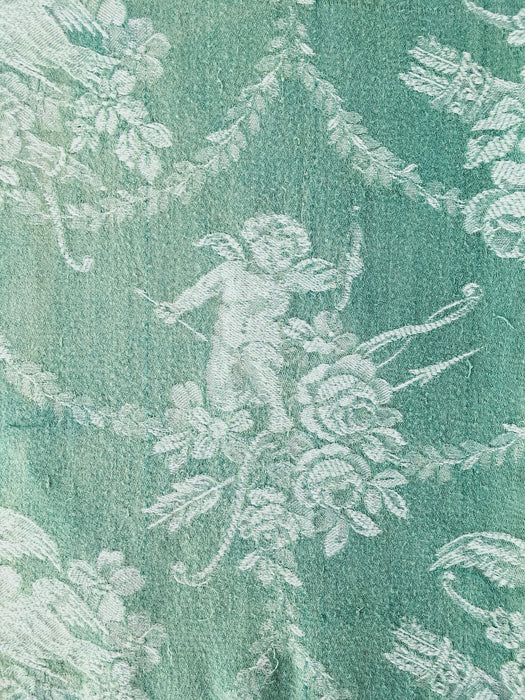 Green ticking with cupids. Spain c.1920 - 30×160 cm