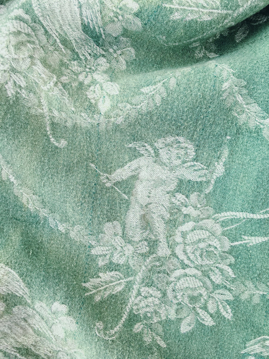Green ticking with cupids. Spain c.1920 - 30×160 cm