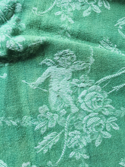 Green ticking with cupids. Spain c.1920 - 30×160 cm