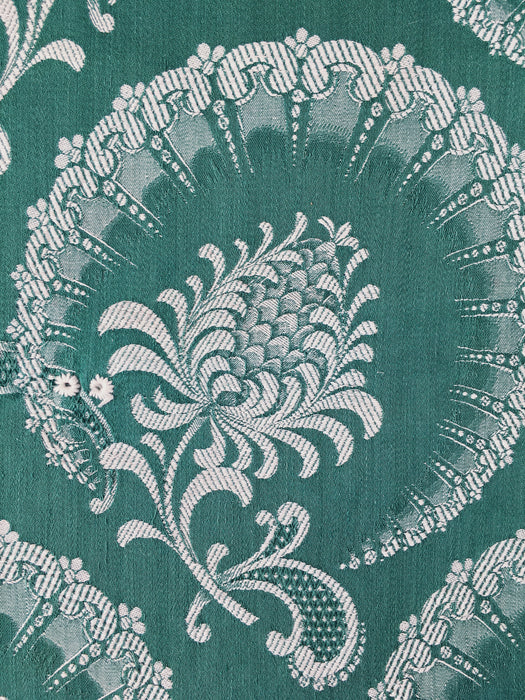 Green ticking with pineapple or pomegranate. Spain c.1950 - Lot of 6 pieces