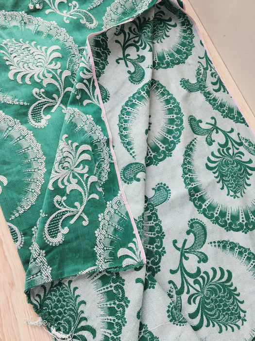 Green ticking with pineapple or pomegranate. Spain c.1950 - Lot of 6 pieces