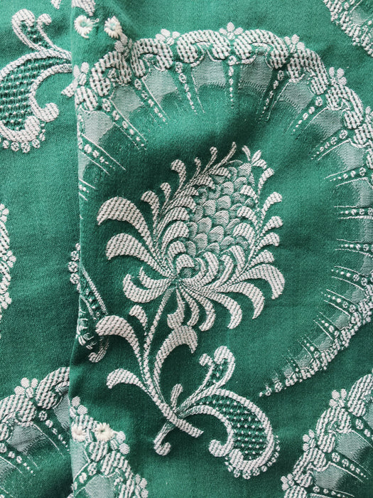 Green ticking with pineapple or pomegranate. Spain c.1950 - Lot of 6 pieces