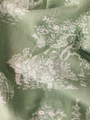 Olive green ticking with chinoiserie. Spain c.1930 - 84×84 cm