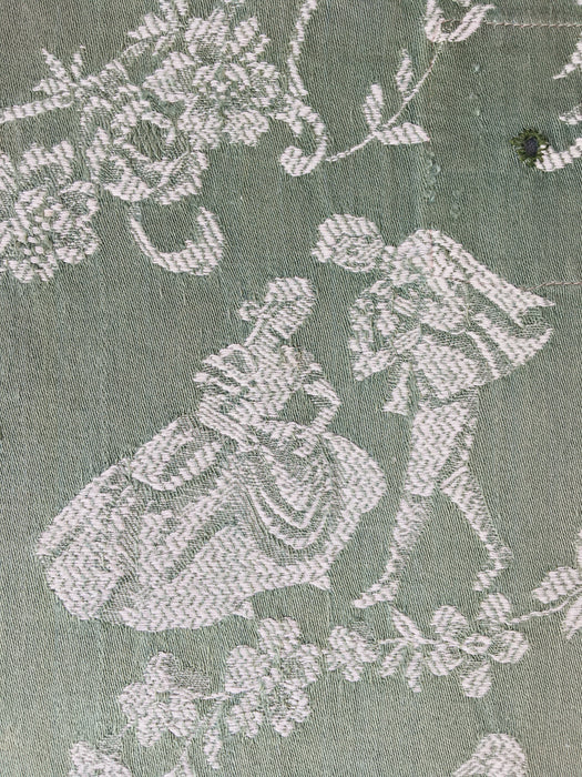 Olive green ticking with a couple of dancers. Spain c.1930 - 116×100 cm