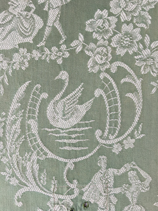 Olive green ticking with a couple of dancers. Spain c.1930 - 116×100 cm