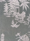 Olive green ticking with chinoiserie. Spain c.1930 - 50×110 cm