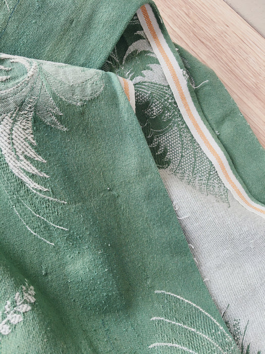 Exotic flowers in olive green ticking. Spain c.1960 - Lot of 5 pieces