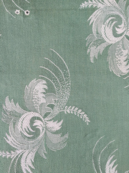 Green Floral Antique European Ticking Fabric Recovered Panels REC-DA-VERDE-024 - Ticking Depot