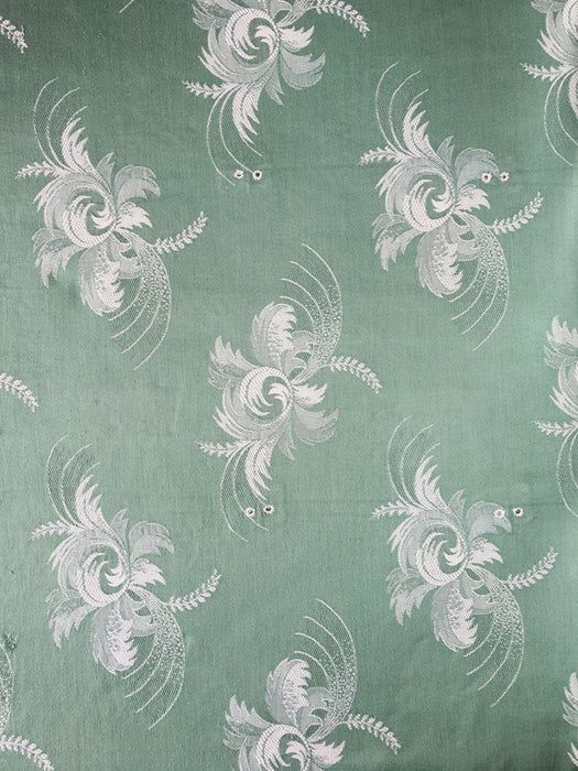 Exotic flowers in olive green ticking. Spain c.1960 - Lot of 5 pieces