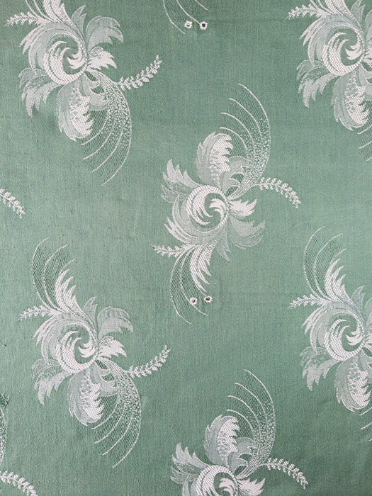 Exotic flowers in olive green ticking. Spain c.1960 - Lot of 5 pieces