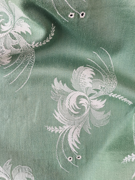 Exotic flowers in olive green ticking. Spain c.1960 - Lot of 5 pieces