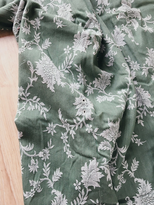 Flowers in olive green ticking. Spain c.1960 - Lot of 4 pieces