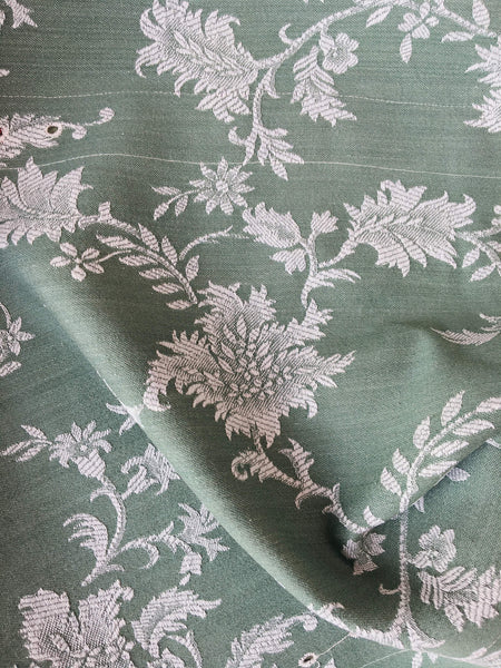 Flowers in olive green ticking. Spain c.1960 - Lot of 4 pieces