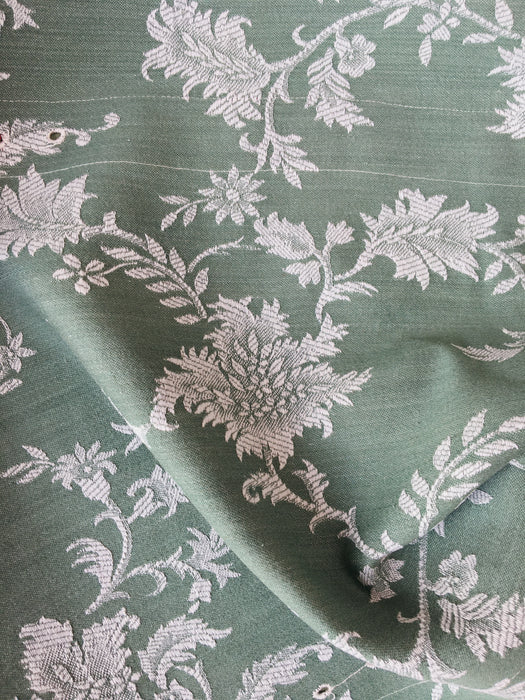 Flowers in olive green ticking. Spain c.1960 - Lot of 4 pieces