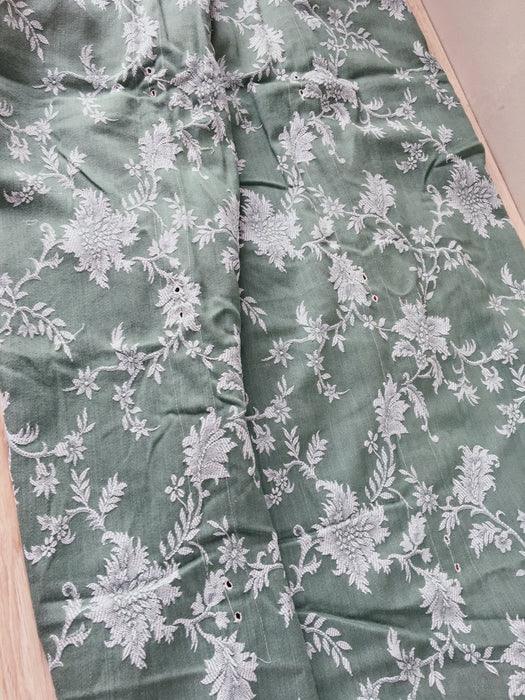 Flowers in olive green ticking. Spain c.1960 - Lot of 4 pieces