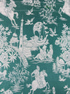 Deep green ticking with chinoiserie. Spain c.1950 - Lot of 2 pieces