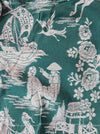 Deep green ticking with chinoiserie. Spain c.1950 - Lot of 2 pieces