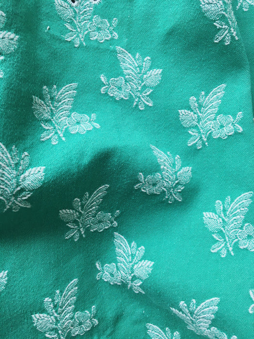 Small flowers in emerald green ticking. Spain c.1940 - Lot of 2 pieces