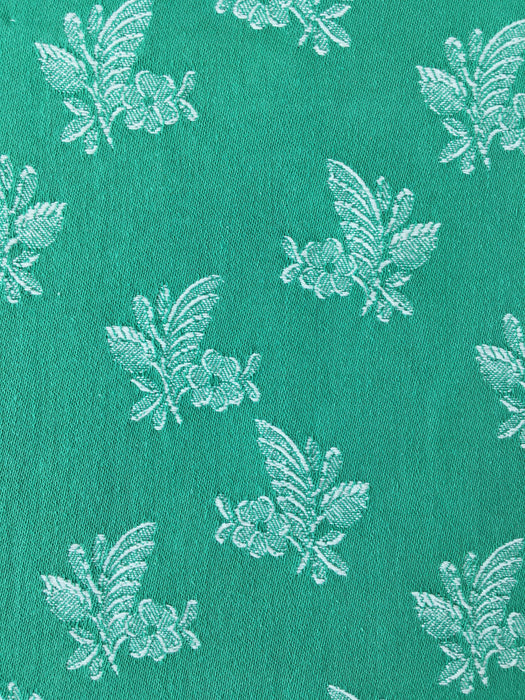 Small flowers in emerald green ticking. Spain c.1940 - Lot of 2 pieces