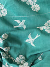Cherry blossoms and swallows in green ticking. Spain c.1900 - Lot of 2 pieces
