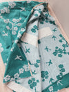 Cherry blossoms and swallows in green ticking. Spain c.1900 - Lot of 2 pieces