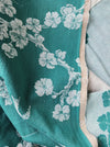 Cherry blossoms and swallows in green ticking. Spain c.1900 - Lot of 2 pieces