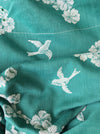 Cherry blossoms and swallows in green ticking. Spain c.1900 - Lot of 2 pieces