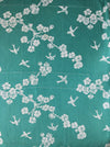 Cherry blossoms and swallows in green ticking. Spain c.1900 - Lot of 2 pieces