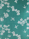 Cherry blossoms and swallows in green ticking. Spain c.1900 - Lot of 2 pieces