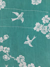 Cherry blossoms and swallows in green ticking. Spain c.1900 - Lot of 2 pieces