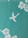 Cherry blossoms and swallows in green ticking. Spain c.1900 - Lot of 2 pieces