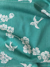 Cherry blossoms and swallows in green ticking. Spain c.1900 - Lot of 2 pieces