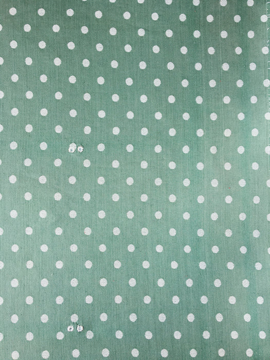 Green ticking with white polka dots. Spain c.1940 - 82×112 cm