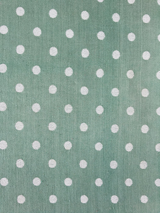 Green ticking with white polka dots. Spain c.1940 - 82×112 cm