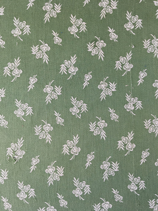 Olive green ticking with small flowers. Spain c.1900 - 104×154 cm