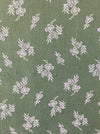 Olive green ticking with small flowers. Spain c.1900 - 104×154 cm