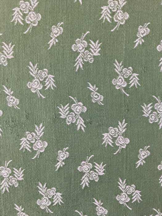 Olive green ticking with small flowers. Spain c.1900 - 104×154 cm