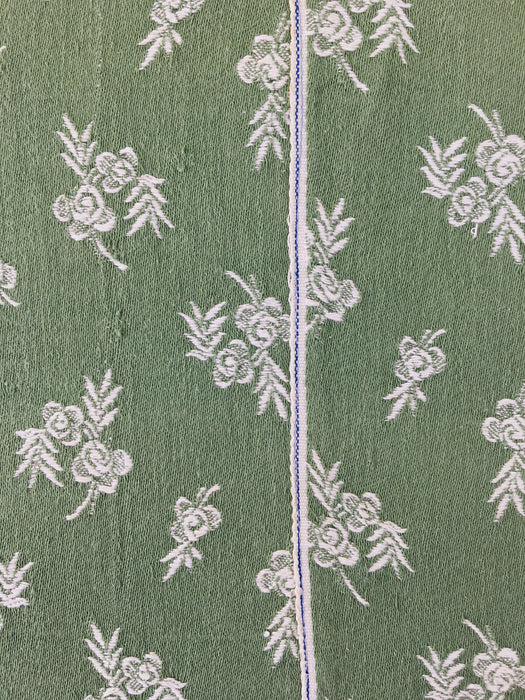 Olive green ticking with small flowers. Spain c.1900 - 104×154 cm