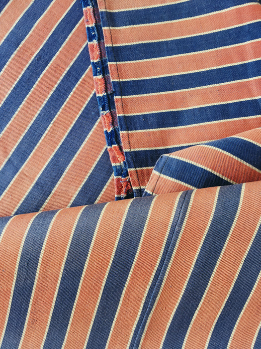 Orange and blue striped ticking. Finland c.1930 - 53 cm × 3.8 meters (2 pieces avail.)