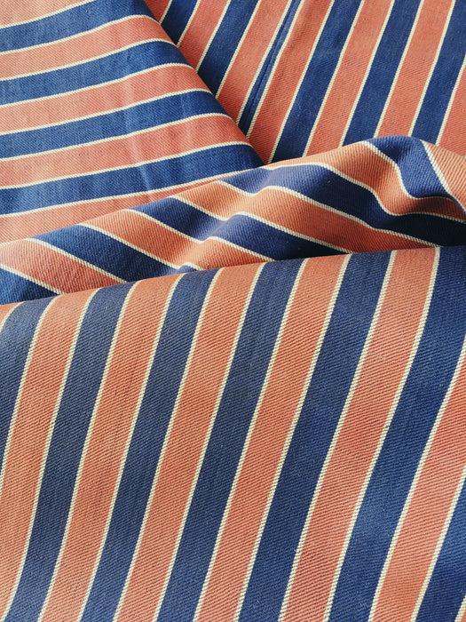 Orange and blue striped ticking. Finland c.1930 - 53 cm × 3.8 meters (2 pieces avail.)