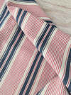Narrow red, blue and white stripes ticking. Finland c.1900 - 58 cm × 3.8 meters (2 pieces avail.)
